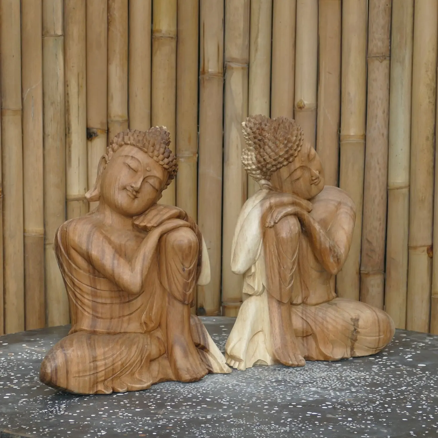  Product image 3 of the product “2 set buddha relax made from suar wood, 40cm Height ”